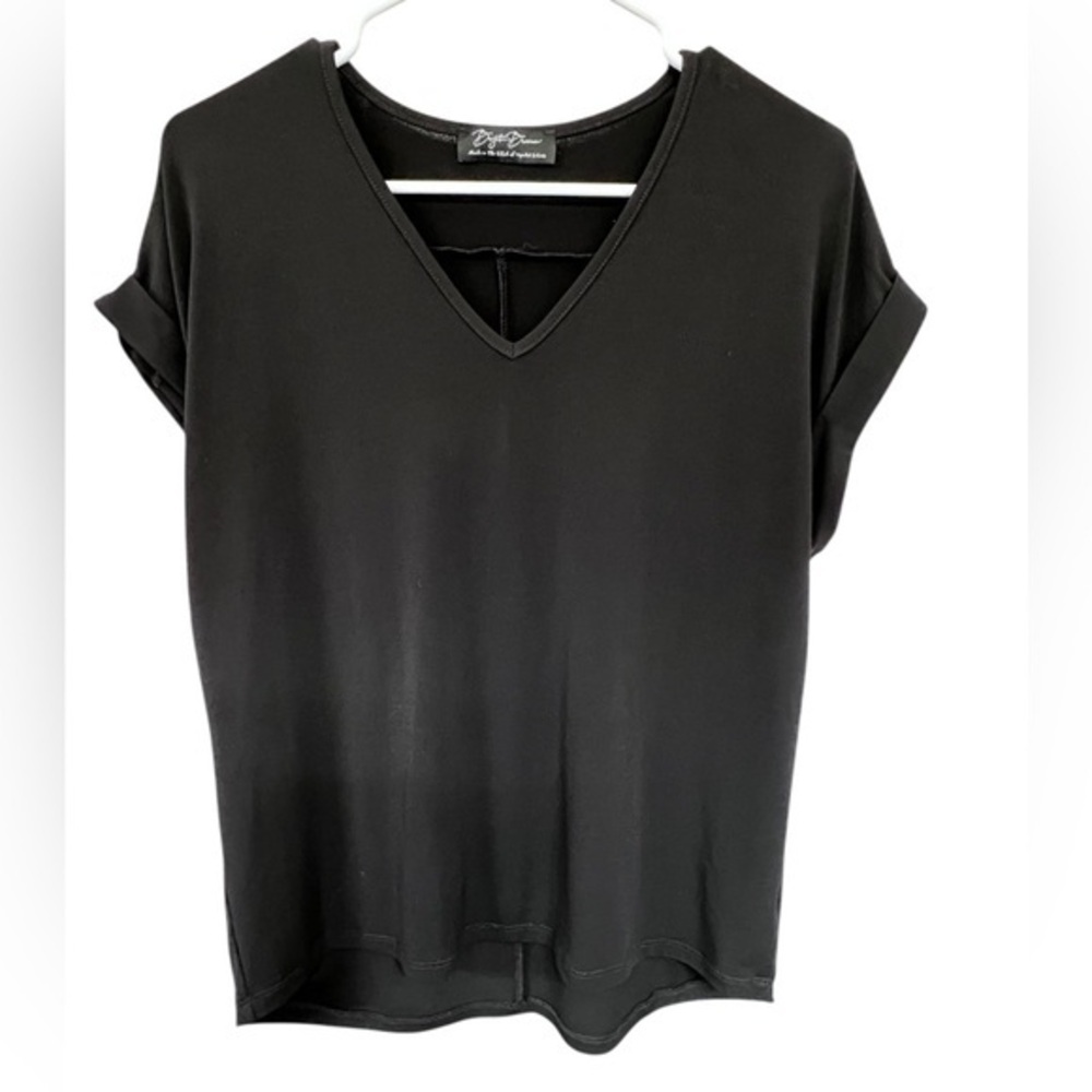 Brigitte Brianna Black V-Neck Women's Top